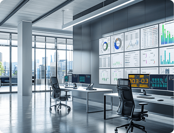 Operations dashboard with multiple data screens