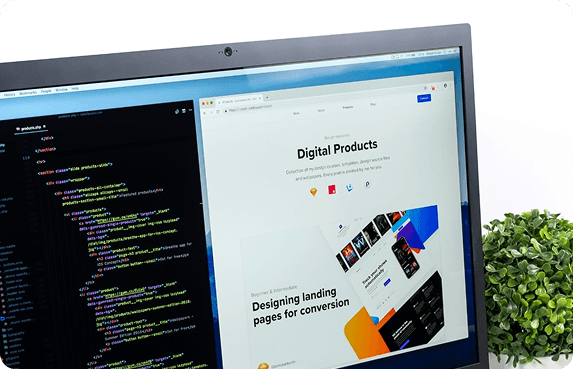 Website development preview on a desktop monitor